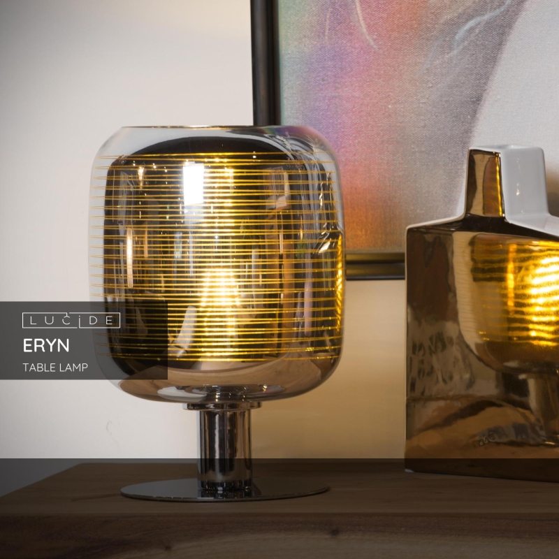 Lucide ERYN - Stolná lampa - Ø 20 cm - 1xE27 - Chróm